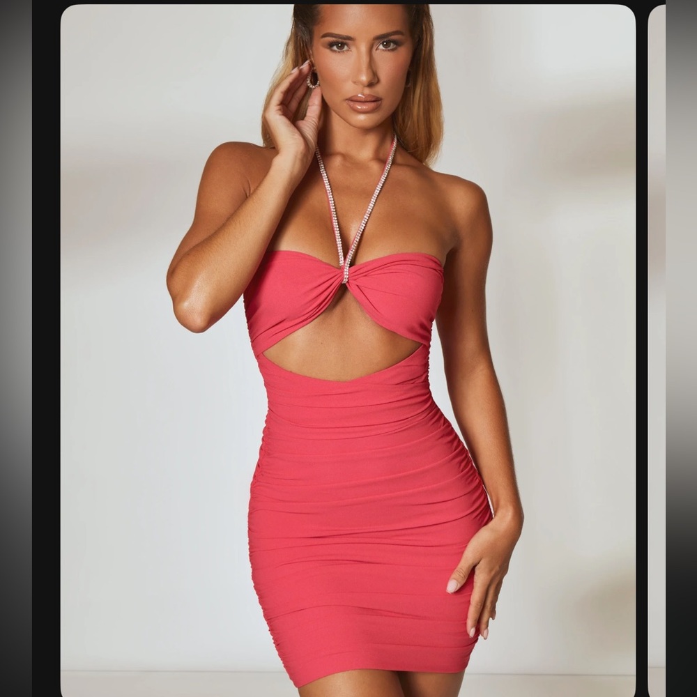 Oh Polly Halter Neck Embellished Mini Dress